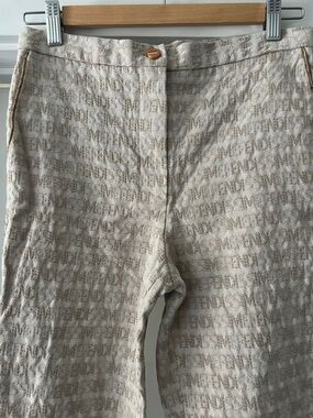 Fendidissime Cream Jacquard Logo Pants